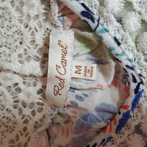 RED CAMEL Women's White Lacey Floral Long-Sleeve Flowy Boho Crop Top. EUC-Sz M - Picture 9 of 14